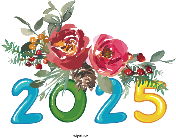 Free Holiday Flower Cut Flowers Wedding For 2025 New Year Clipart Transparent Background