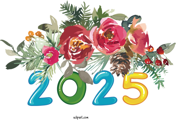 Free Holiday Flower Painting Drawing For 2025 New Year Clipart Transparent Background