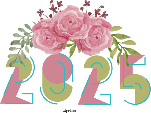 Free Holiday Rose Floral Design Flower For 2025 New Year Clipart Transparent Background