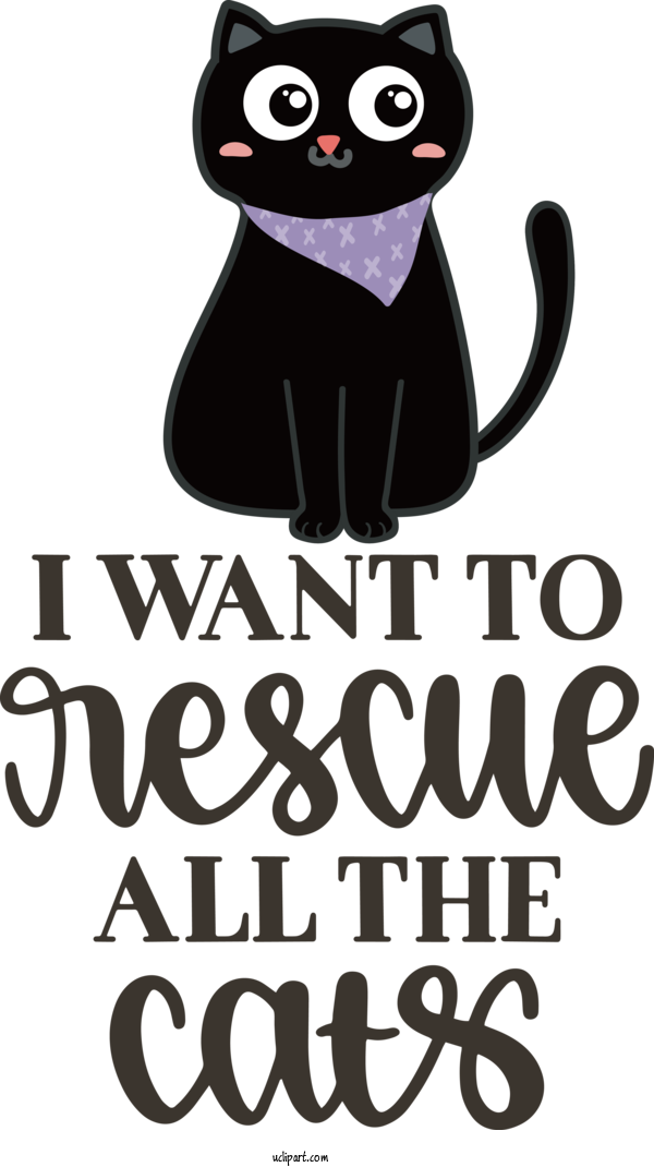 Free Holiday Cat Small Cartoon For Cat Day Clipart Transparent Background