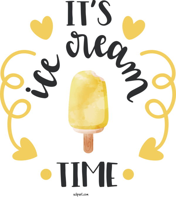 Free Holiday Line Yellow Happiness For Ice Cream Time Clipart Transparent Background