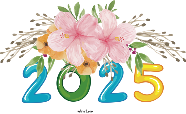 Free Holiday Floral Design Plant Stem Flower For 2025 New Year Clipart Transparent Background