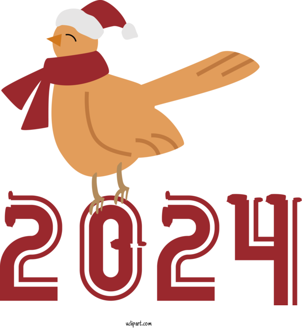 Free Holidays Birds Logo Text For New Year 2024 Clipart Transparent Background