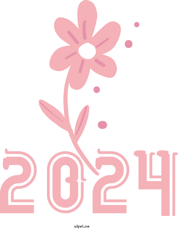 Free Holidays Floral Design Design Logo For New Year 2024 Clipart Transparent Background