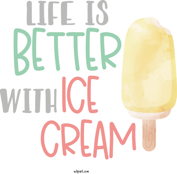 Free Food Design Font Yellow For Ice Cream Clipart Transparent Background