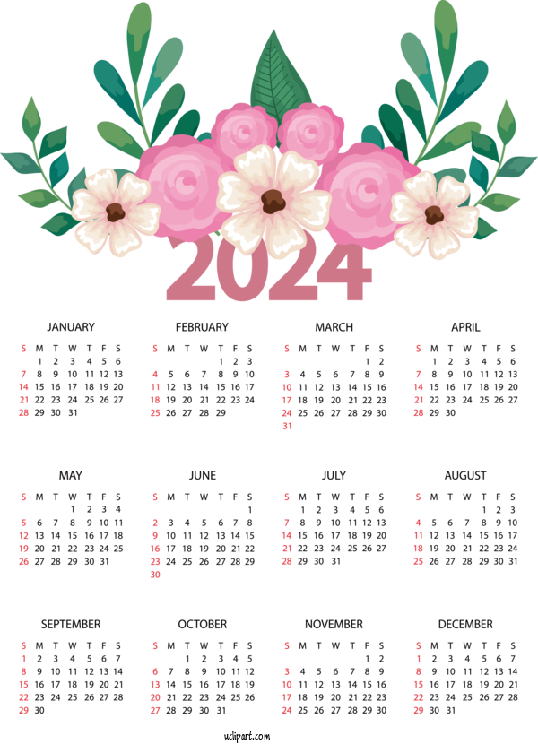 2024 Calendar Flower Floral Design Assumption Of Mary For 2024 Yearly