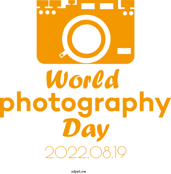 Free Holiday Logo Font Yellow For World Photography Day Clipart Transparent Background
