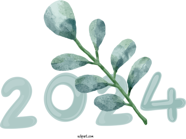 Free Holidays Leaf Plant Stem Design For New Year 2024 Clipart Transparent Background