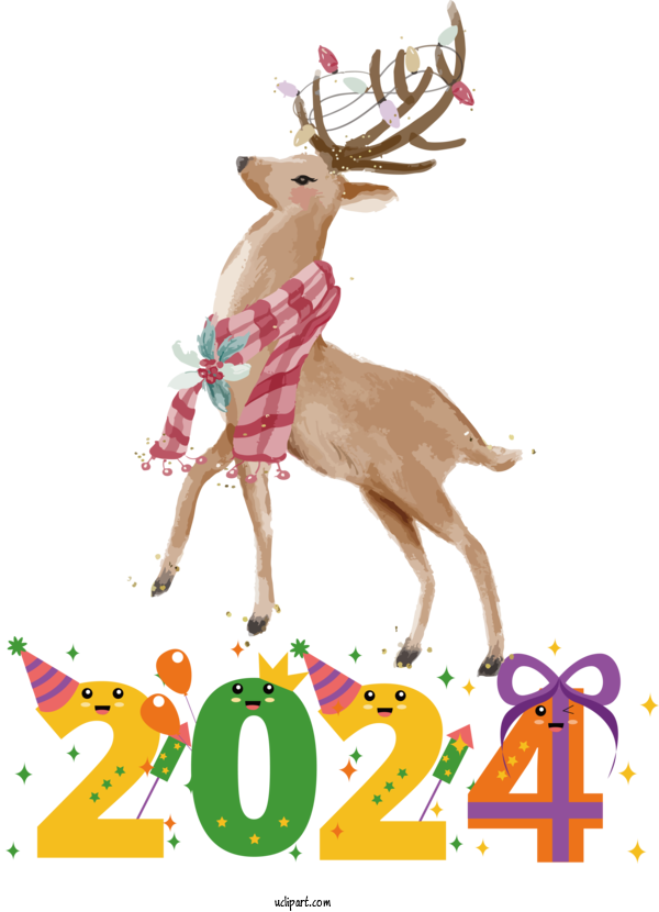 Free Holidays Rudolph Reindeer Christmas For New Year 2024 Clipart Transparent Background