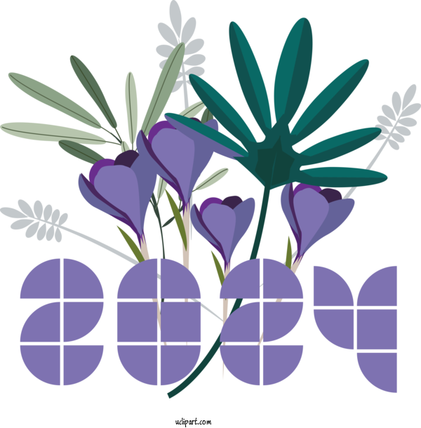 Free Holidays Flower Floral Design Vase For New Year 2024 Clipart Transparent Background