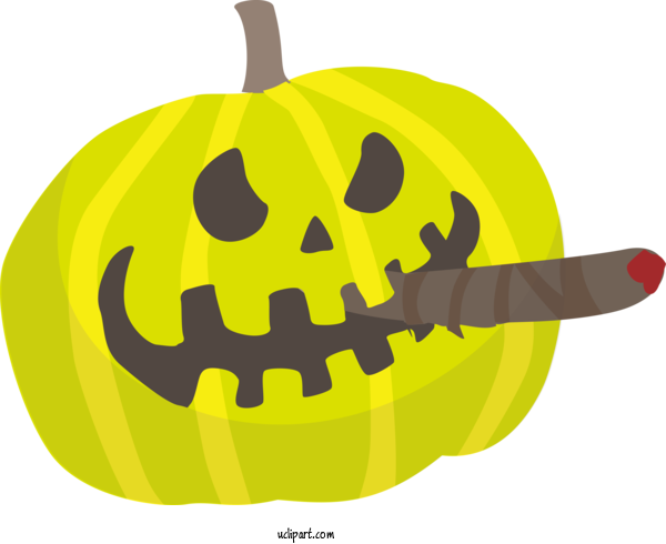 Free Holidays Squash Jack O' Lantern Plant For Halloween Clipart Transparent Background