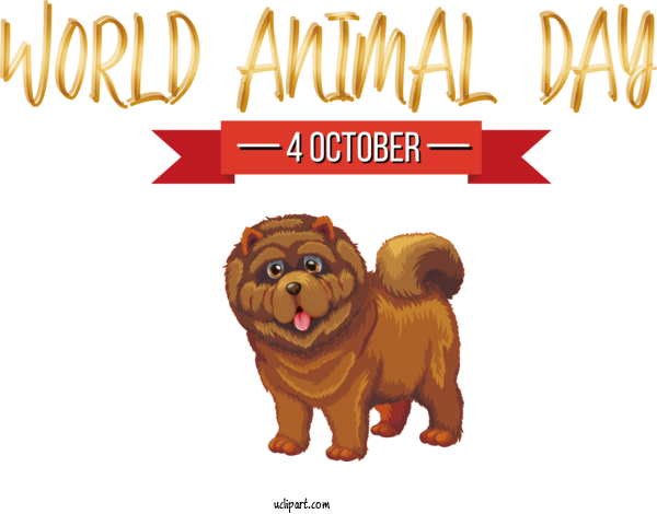 Free Holidays Chow Chow Cartoon Drawing For World Animal Day Clipart Transparent Background