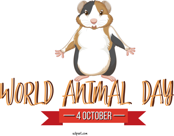 Free Holidays Guinea Pig Drawing Design For World Animal Day Clipart Transparent Background