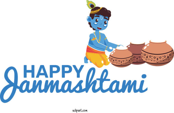 Free Holidays Logo Cartoon Line For Krishna Janmashtami Clipart Transparent Background