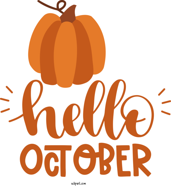Free Holidays Good Pumpkin Logo For Hello October Clipart Transparent Background