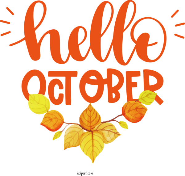 Free Holidays Leaf Floral Design Logo For Hello October Clipart Transparent Background