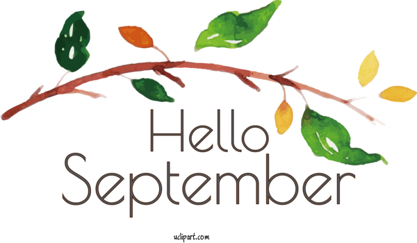 Free Holidays Leaf Plant Stem Tree For Hello September Clipart Transparent Background