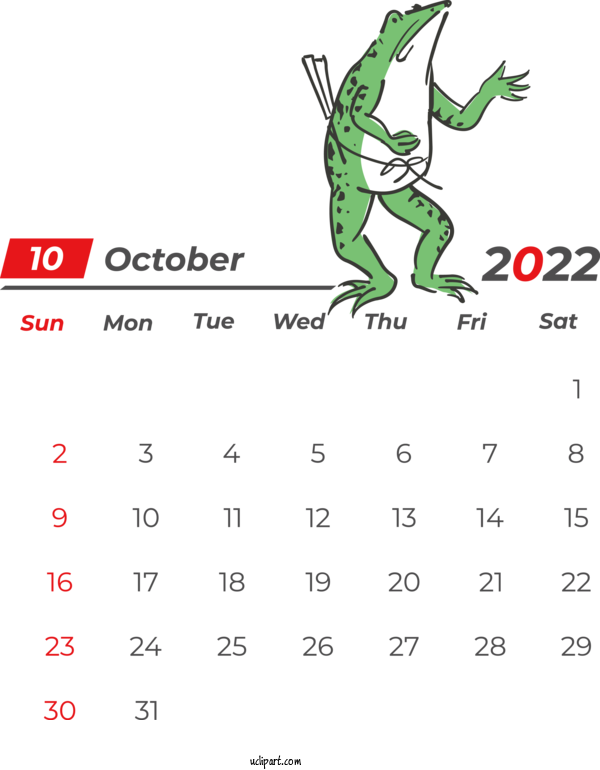 Free Holidays Calendar 2022 Visual Arts For October 2022 Calendar  Clipart Transparent Background