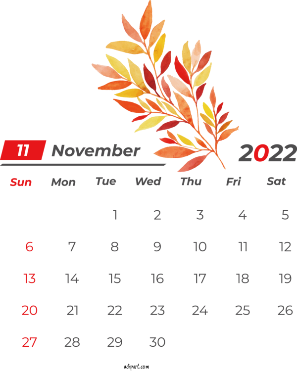 Free Holidays Clip Art For Fall Watercolor Painting Autumn For November 2022 Calendar Clipart Transparent Background