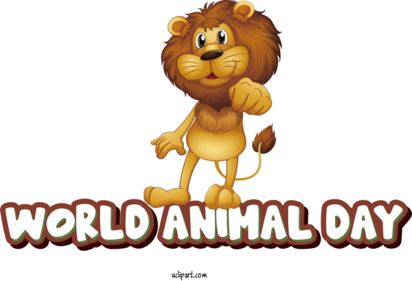 Free Holidays Lion Drawing Design For World Animal Day Clipart Transparent Background