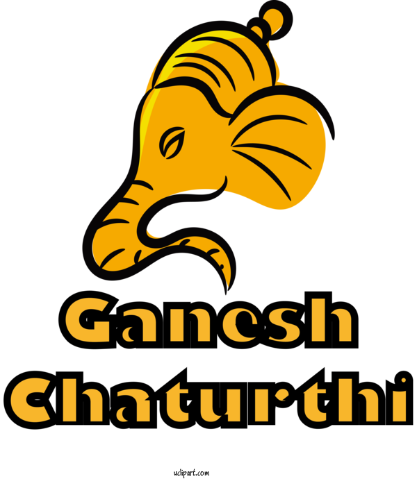 Free Holidays Cartoon Yellow Line For Ganesh Chaturthi Clipart Transparent Background