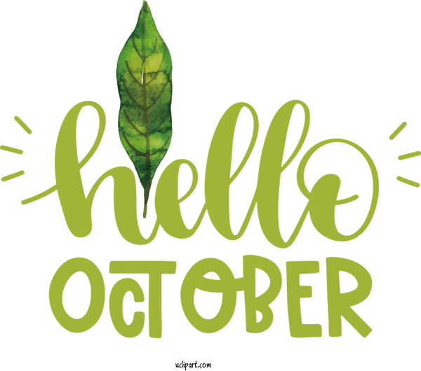 Free Holidays Logo Font Tree For Hello October Clipart Transparent Background