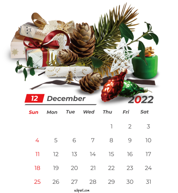 Free Holidays Mrs. Claus New Year Christmas For December 2022 Calendar Clipart Transparent Background