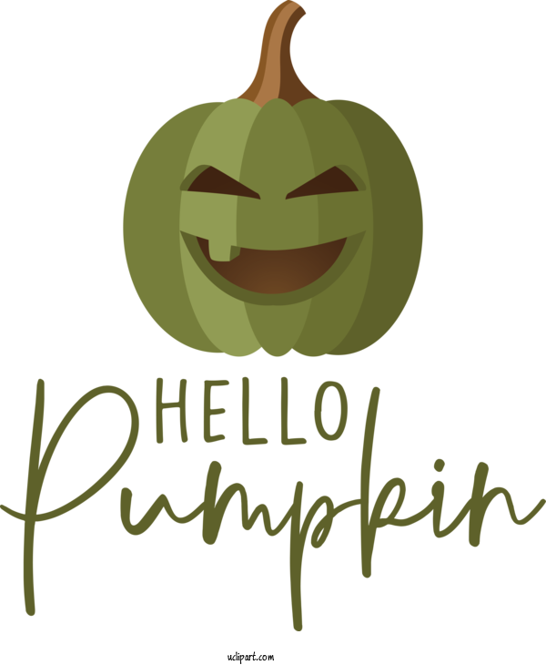 Free Holidays Logo Plant Text For HELLO PUMPKIN Clipart Transparent Background