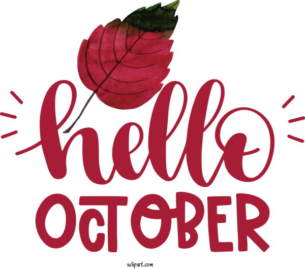 Free Holidays Flower Logo Design For Hello October Clipart Transparent Background