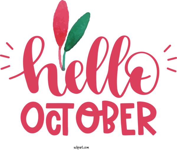Free Holidays Logo Flower Design For Hello October Clipart Transparent Background