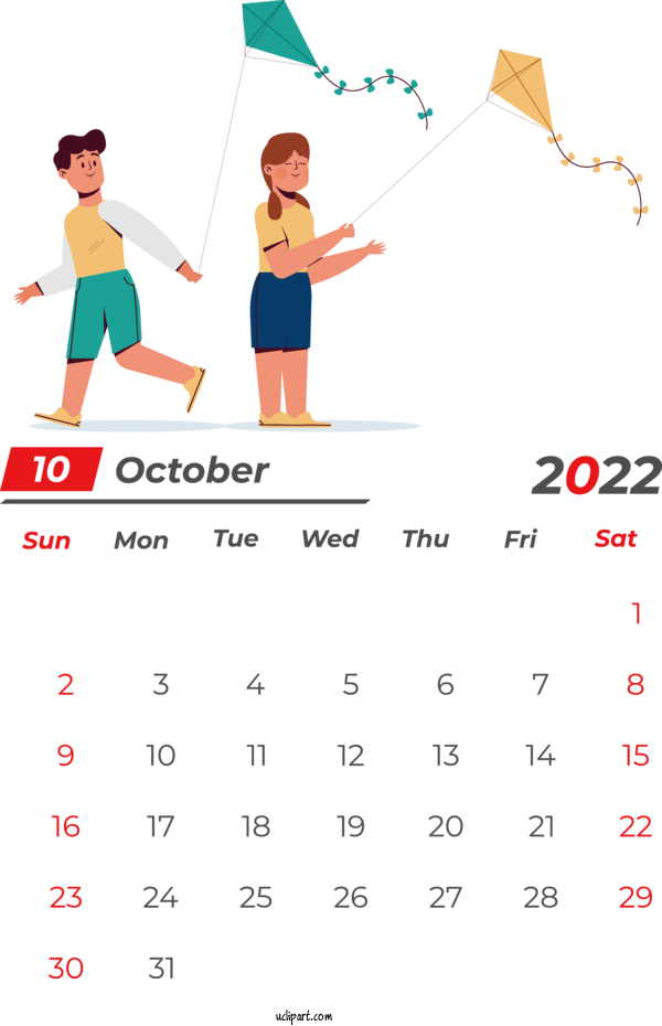Free Holidays Makar Sankranti Kite Pongal For October 2022 Calendar  Clipart Transparent Background