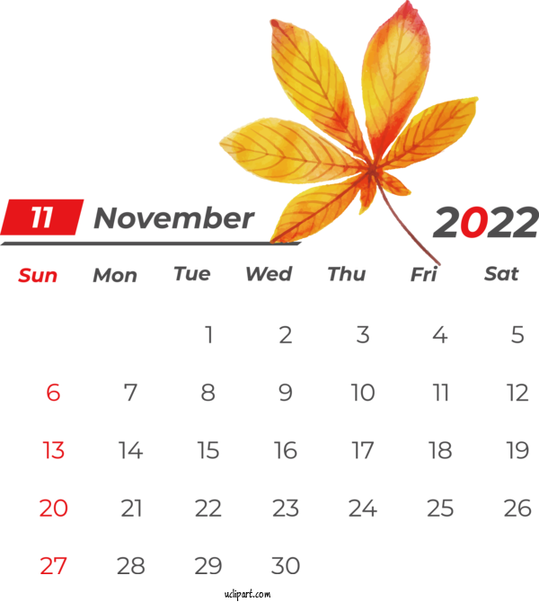 Free Holidays Calendar Thanksgiving 2022 For November 2022 Calendar Clipart Transparent Background
