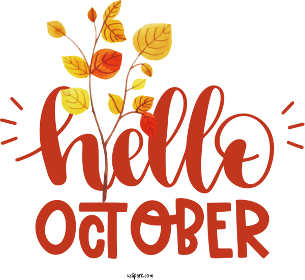 Free Holidays Floral Design Logo Flower For Hello October Clipart Transparent Background