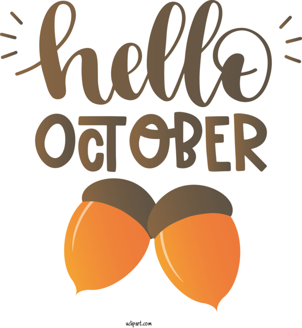 Free Holidays Logo Design Line For Hello October Clipart Transparent Background