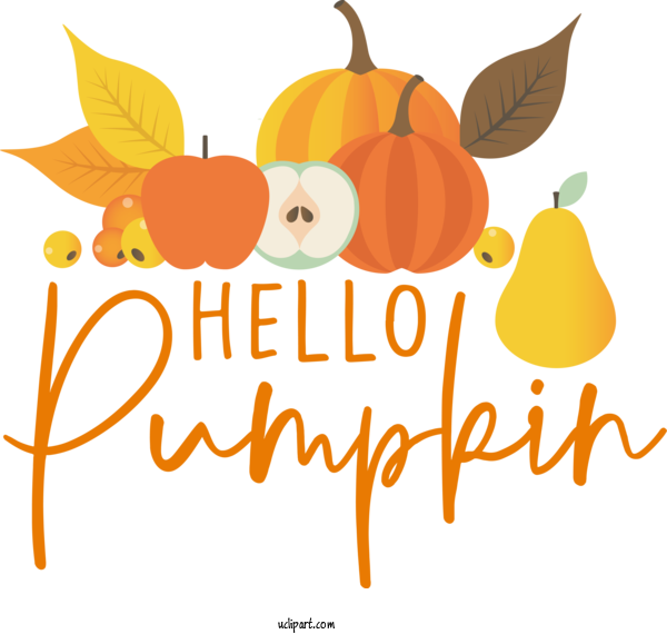 Free Holidays Pumpkin Flower For HELLO PUMPKIN Clipart Transparent Background