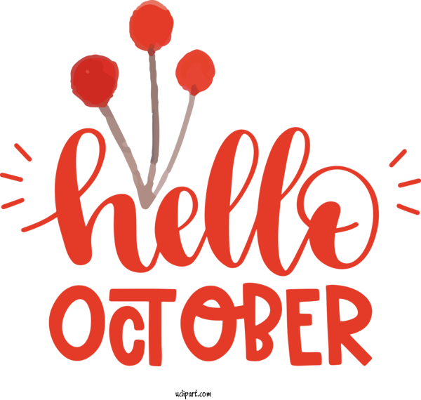 Free Holidays Logo Flower Line For Hello October Clipart Transparent Background