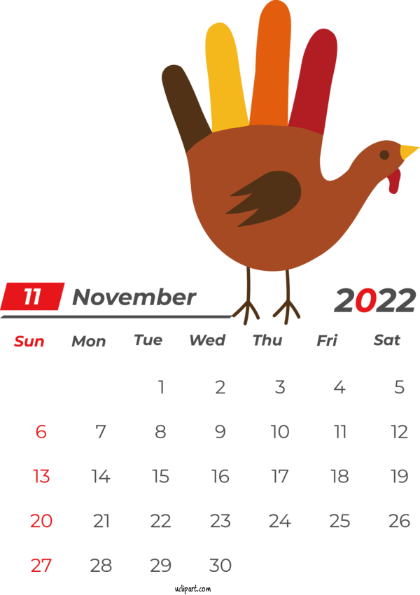 Free Holidays Turkey Thanksgiving Turkey For November 2022 Calendar Clipart Transparent Background
