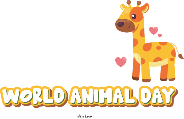 Free Holidays Giraffe Cartoon Line For World Animal Day Clipart Transparent Background