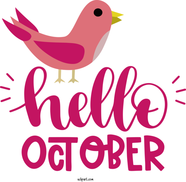 Free Holidays Logo Birds Flower For Hello October Clipart Transparent Background