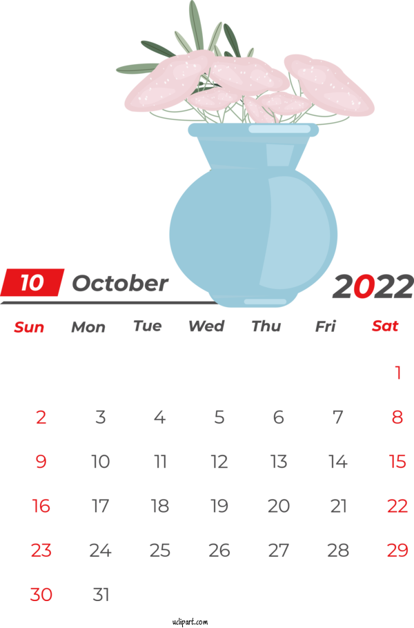 Free Holidays Calendar 2022 Thanksgiving For October 2022 Calendar  Clipart Transparent Background