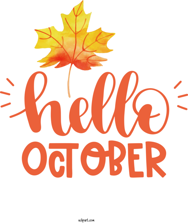 Free Holidays Leaf Floral Design Logo For Hello October Clipart Transparent Background