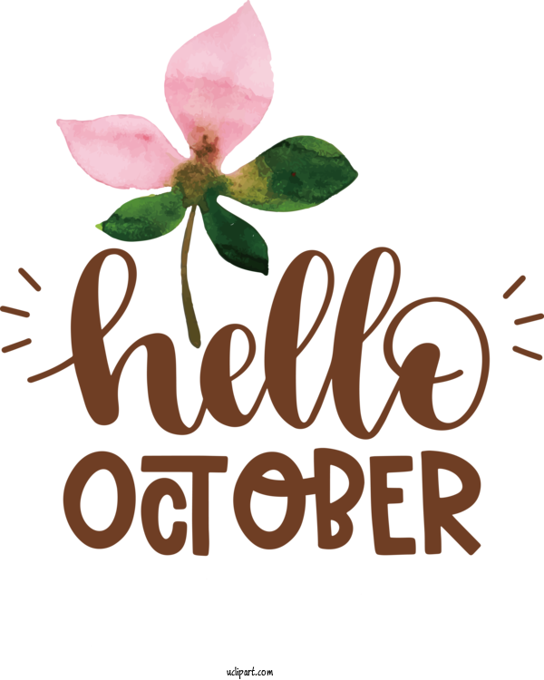 Free Holidays Floral Design Flower Logo For Hello October Clipart Transparent Background
