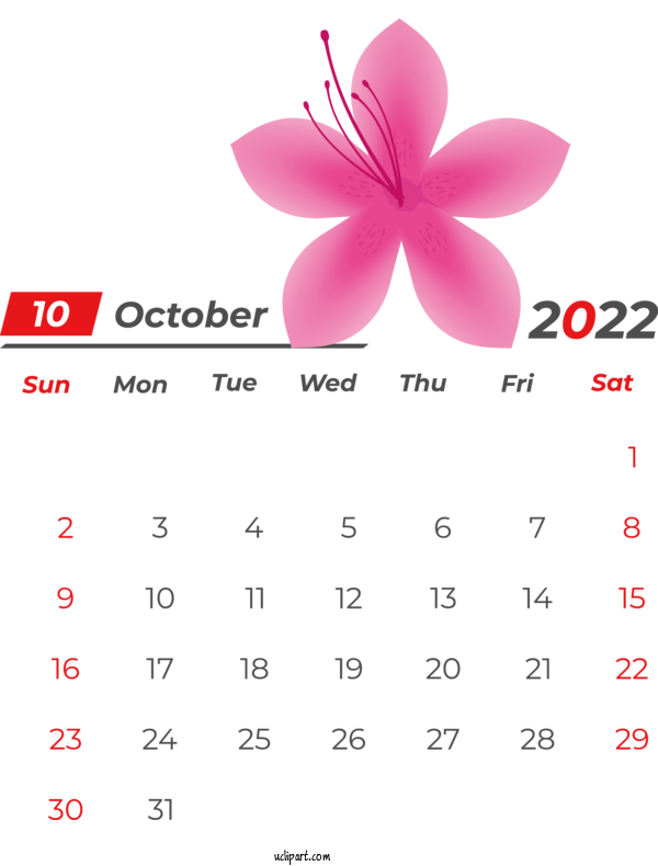 Free Holidays Calendar 2022 Clip Art For Fall For October 2022 Calendar  Clipart Transparent Background