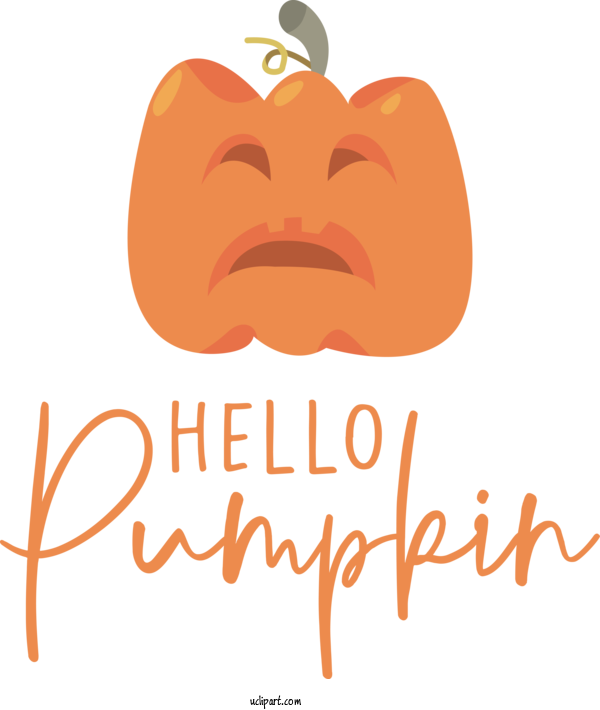 Free Holidays Pumpkin Cartoon Logo For HELLO PUMPKIN Clipart Transparent Background