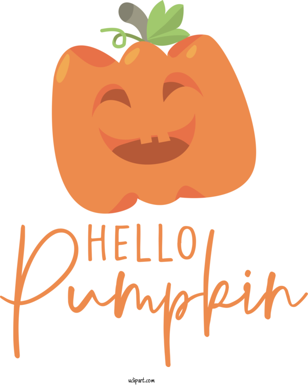 Free Holidays Pumpkin Vegetable Cartoon For HELLO PUMPKIN Clipart Transparent Background
