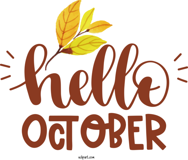 Free Holidays Flower Logo Commodity For Hello October Clipart Transparent Background