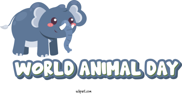 Free Holidays African Bush Elephant Tiger Dog For World Animal Day Clipart Transparent Background