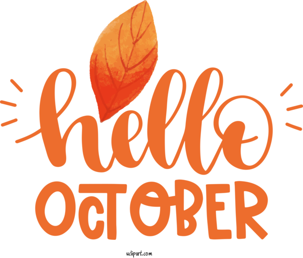 Free Holidays Logo Design Text For Hello October Clipart Transparent Background