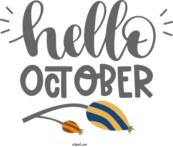 Free Holidays Design Logo Text For Hello October Clipart Transparent Background