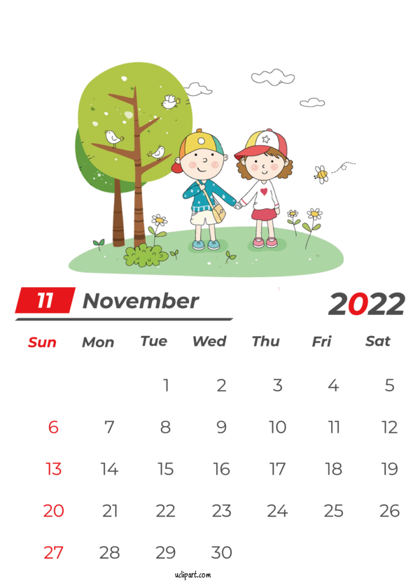 Free Holidays Cartoon Drawing Comics For November 2022 Calendar Clipart Transparent Background